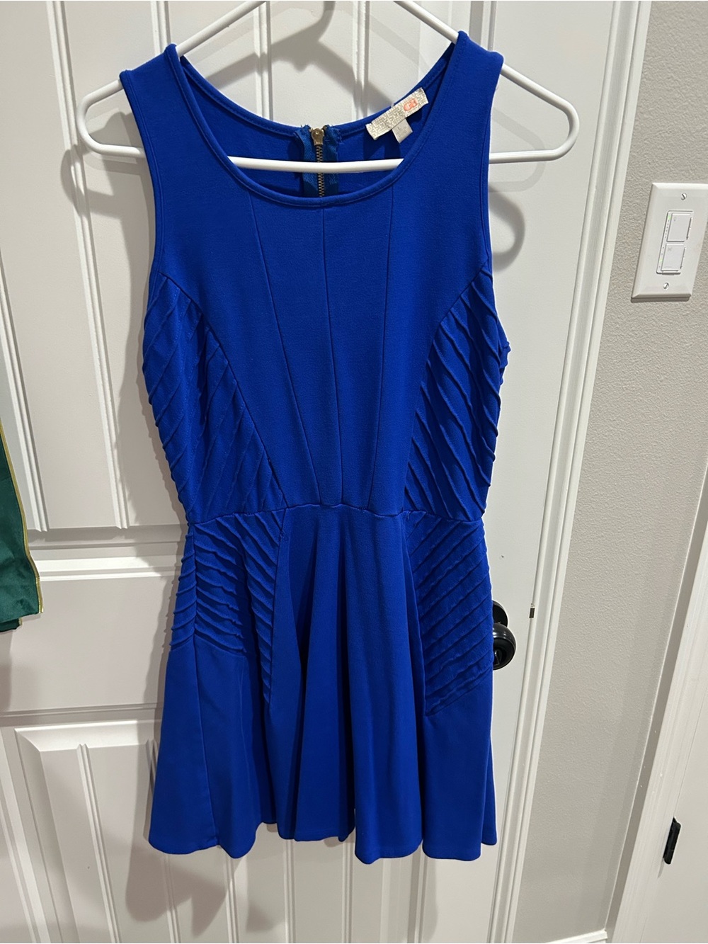 Gianni Bini Cobalt Blue Pleated Fit & Flare Mini Dress